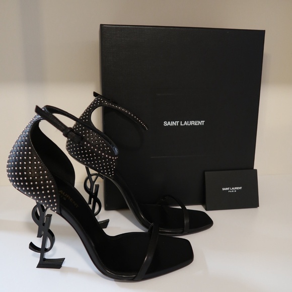 Yves Saint Laurent Black Studded Opyum Heels - Picture 1 of 7